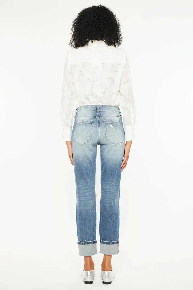 T-Shirts Trendsi Kancan High Rise Distressed Jeans Women's Casual Boyfriend Fit Denim - Comfy & Stylish