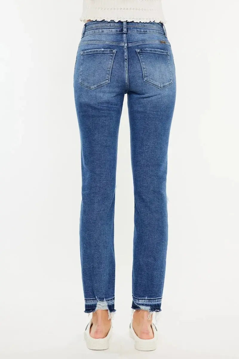 Jeans - Distressed High Rise - Slim Straight