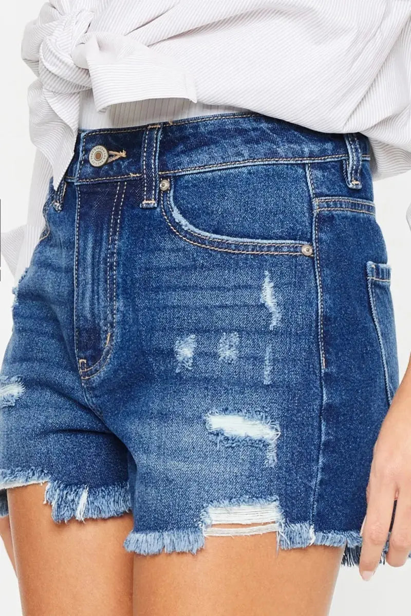 Trendsi Kancan Denim Shorts Women's Casual High Rise Frayed Hem USA Ship