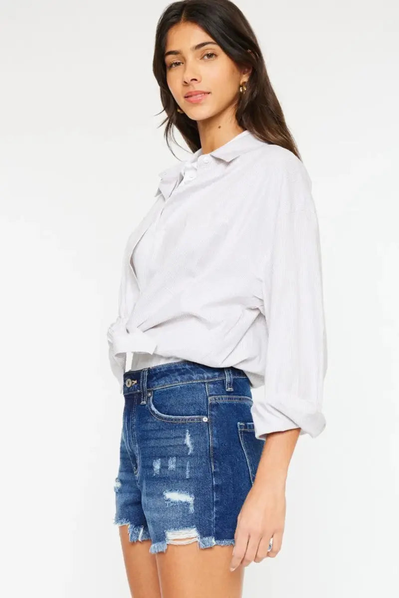 Trendsi Kancan Denim Shorts Women's Casual High Rise Frayed Hem USA Ship