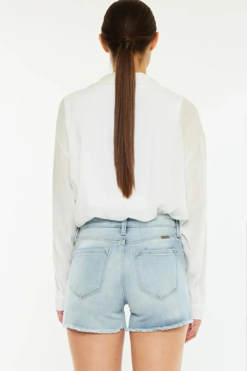 Women's Denim Shorts Denim Shorts - High Rise Side Slit - Women's Casual Summer