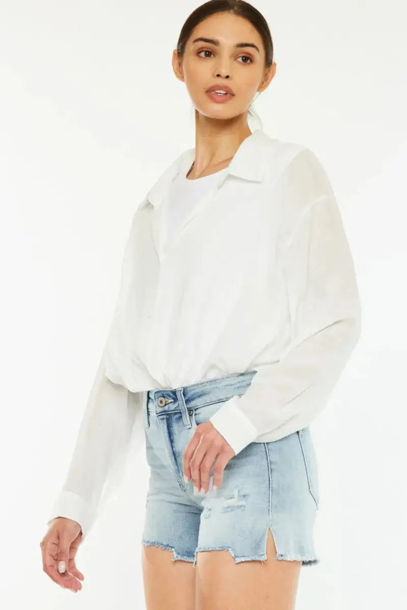 Women's Denim Shorts Denim Shorts - High Rise Side Slit - Women's Casual Summer