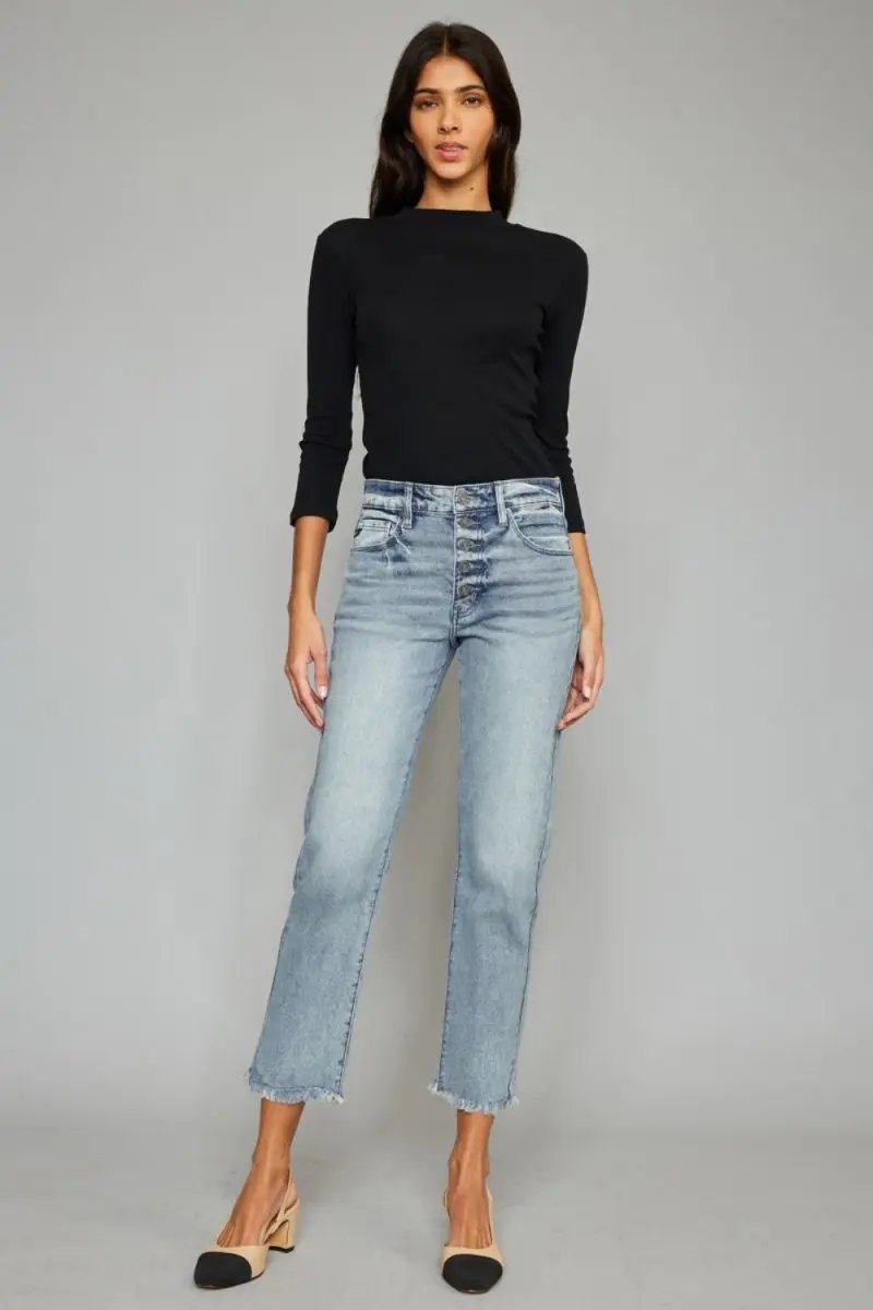 Sweaters Trendsi Kancan Jeans + High Waist + Everyday Wear + Cropped Jeans + Raw Hem