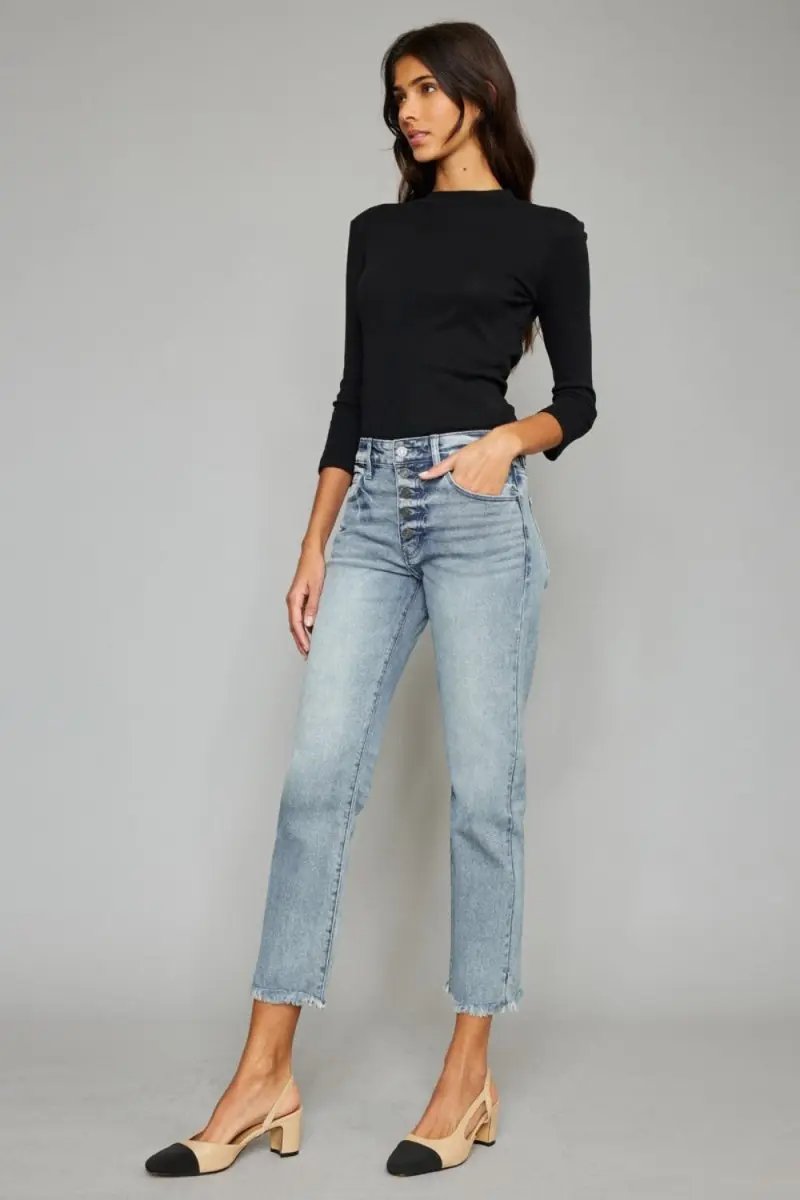 Sweaters Trendsi Kancan Jeans + High Waist + Everyday Wear + Cropped Jeans + Raw Hem