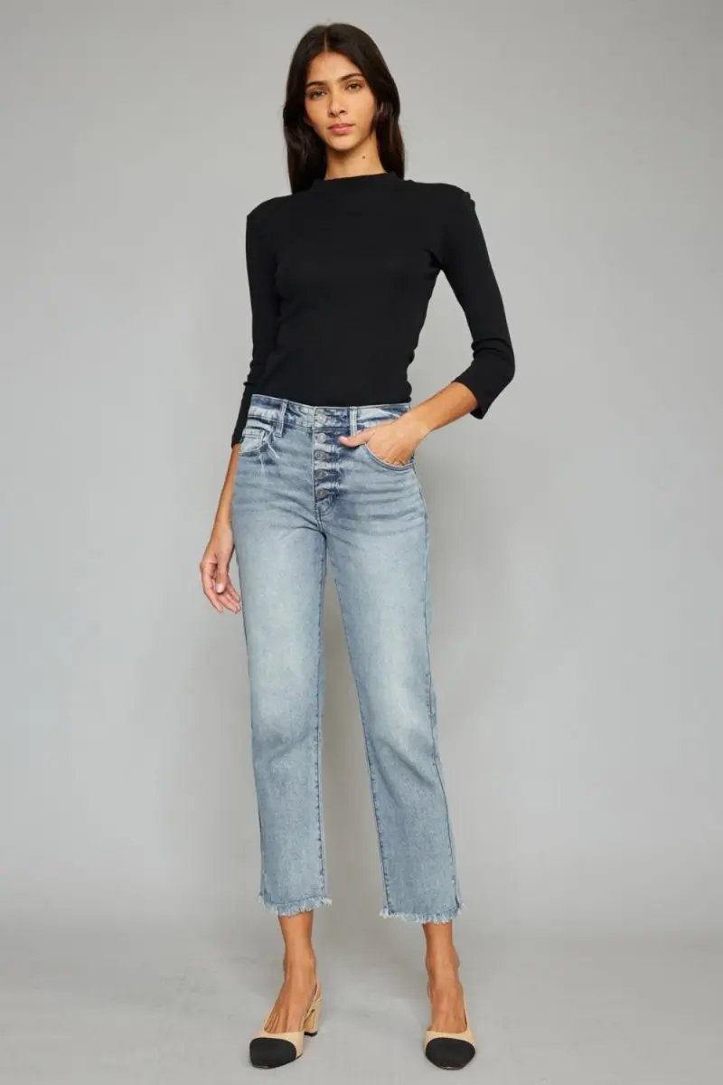 Sweaters Trendsi Kancan Jeans + High Waist + Everyday Wear + Cropped Jeans + Raw Hem