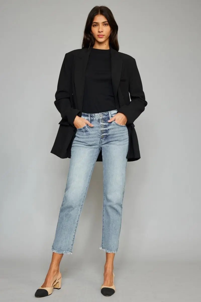 Sweaters Trendsi Kancan Jeans + High Waist + Everyday Wear + Cropped Jeans + Raw Hem