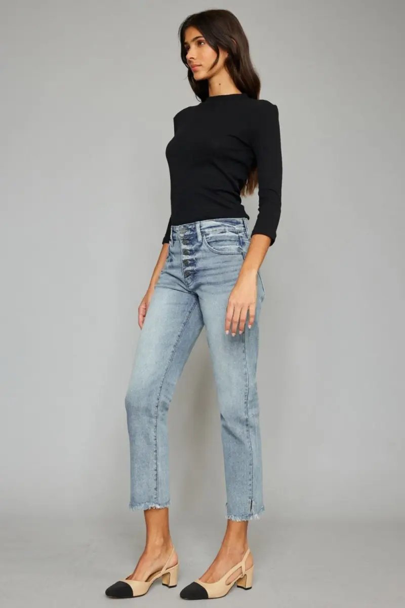 Sweaters Trendsi Kancan Jeans + High Waist + Everyday Wear + Cropped Jeans + Raw Hem