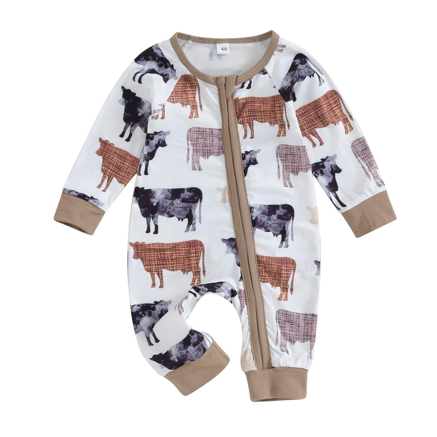 Karwuiio | Baby Boy & Girl Western Clothes | Cow Print Long Sleeve Romper Jumpsuit One Piece | Newborn Fall Winter Outfit | 0-3 Months - # BAAA51210067