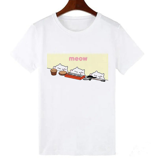 Kawaii Skull Cat Girl T-Shirt Top - # GIAA23510017