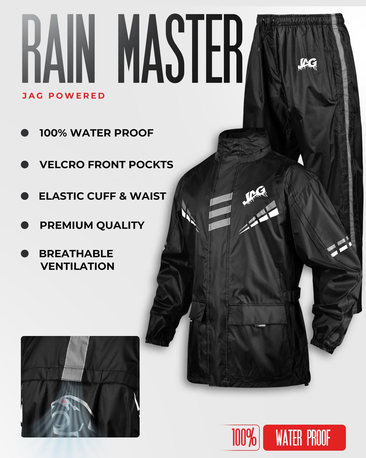 Traje de lluvia unisex JAG Rainmaster (Negro)