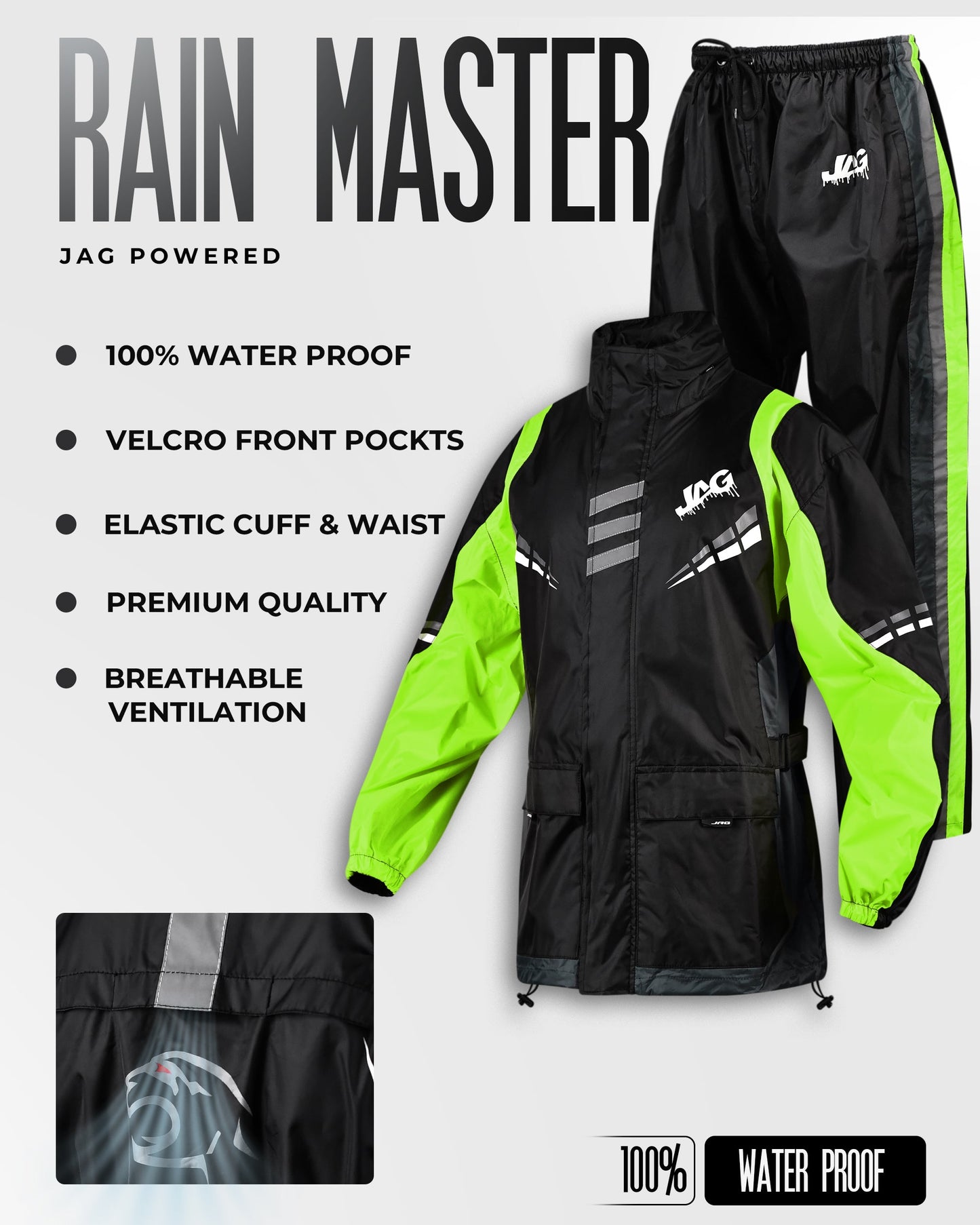 Traje de lluvia JAG Rainmaster para hombres y mujeres | Equipo impermeable para la lluvia
