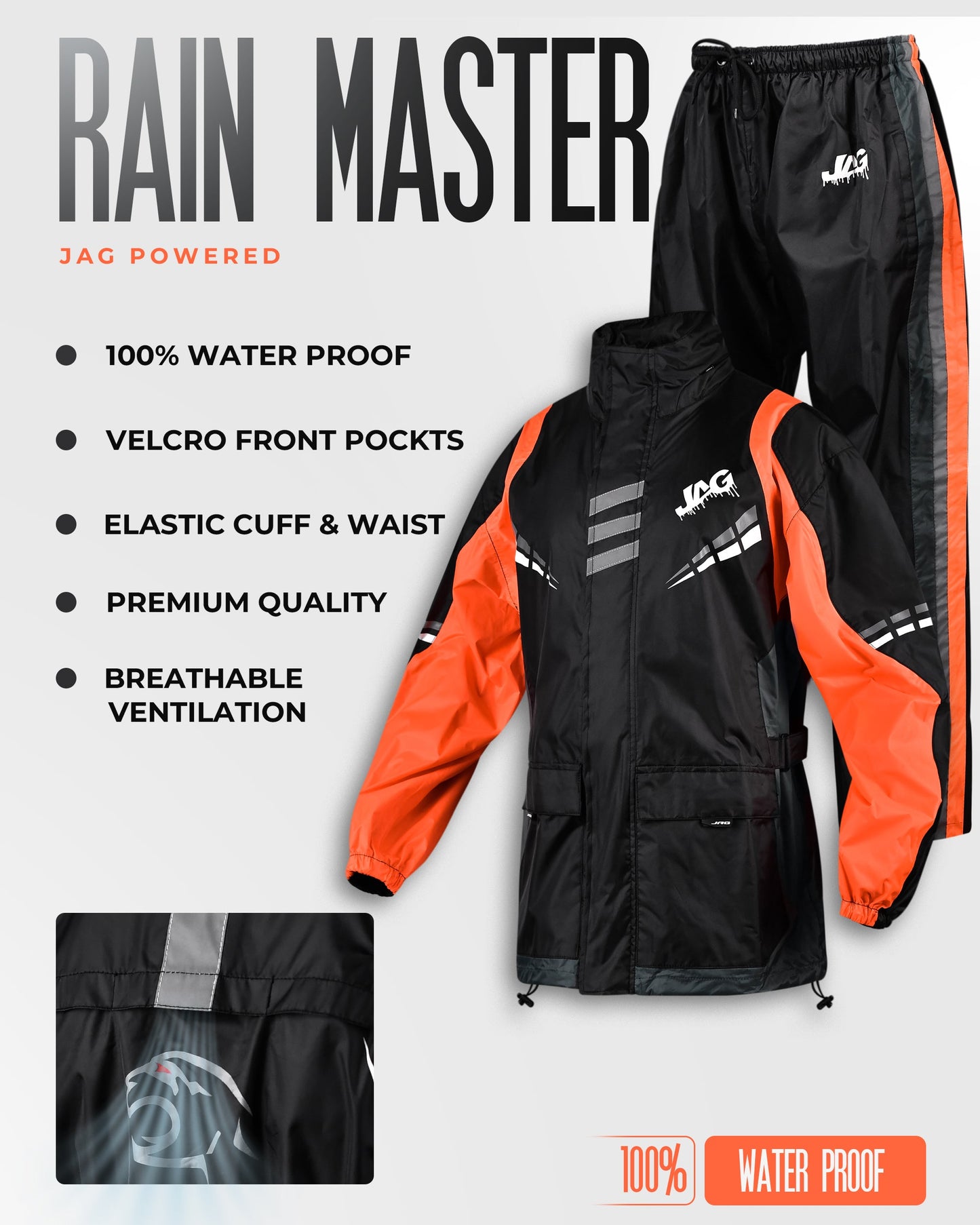 Traje de lluvia JAG Rainmaster para hombres y mujeres | Equipo impermeable para la lluvia