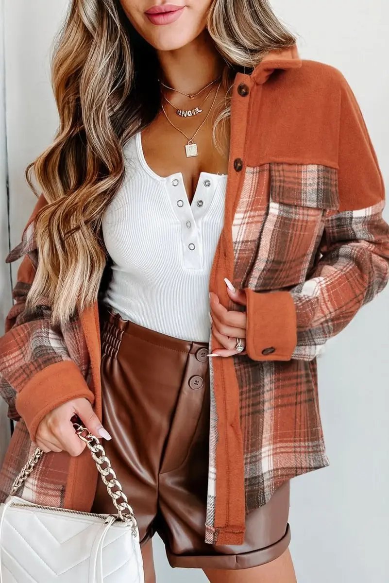 Love Salve Khaki Plaid Shacket — Lightweight Fall Shirt Jacket