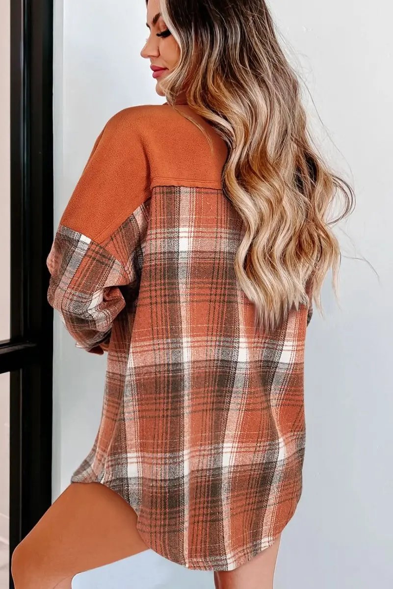 Love Salve Khaki Plaid Shacket — Lightweight Fall Shirt Jacket