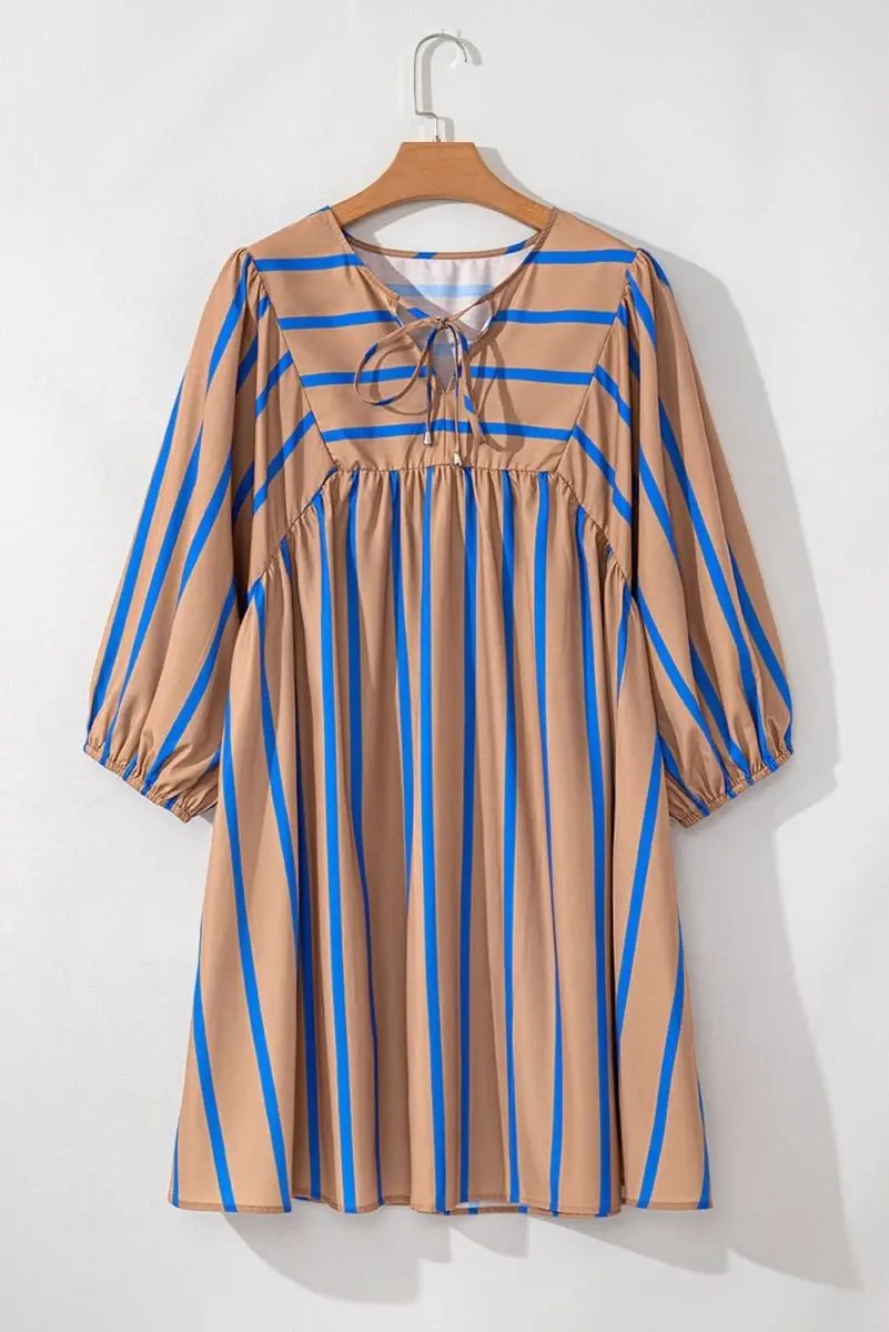 Dresses Love Salve Khaki Stripe Dress Women's Plus Size Babydoll Dress Cute & Comfy