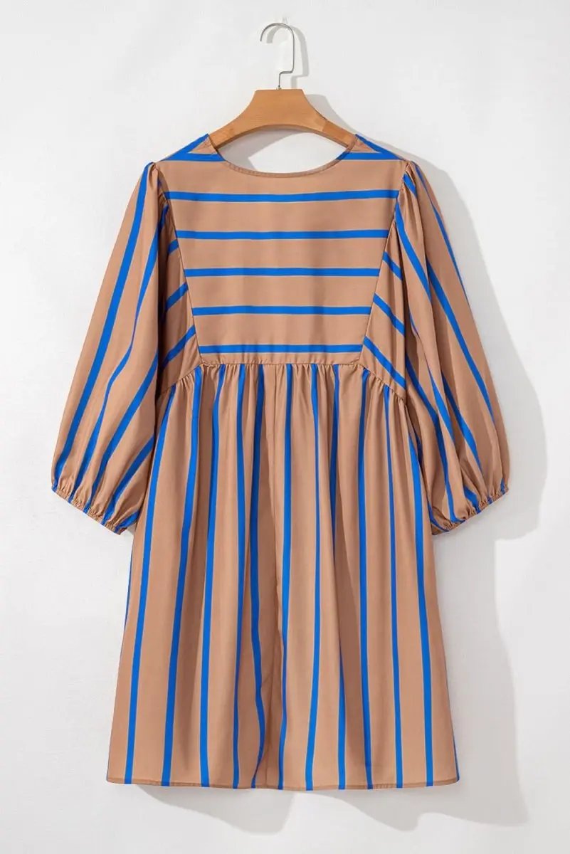 Dresses Love Salve Khaki Stripe Dress Women's Plus Size Babydoll Dress Cute & Comfy