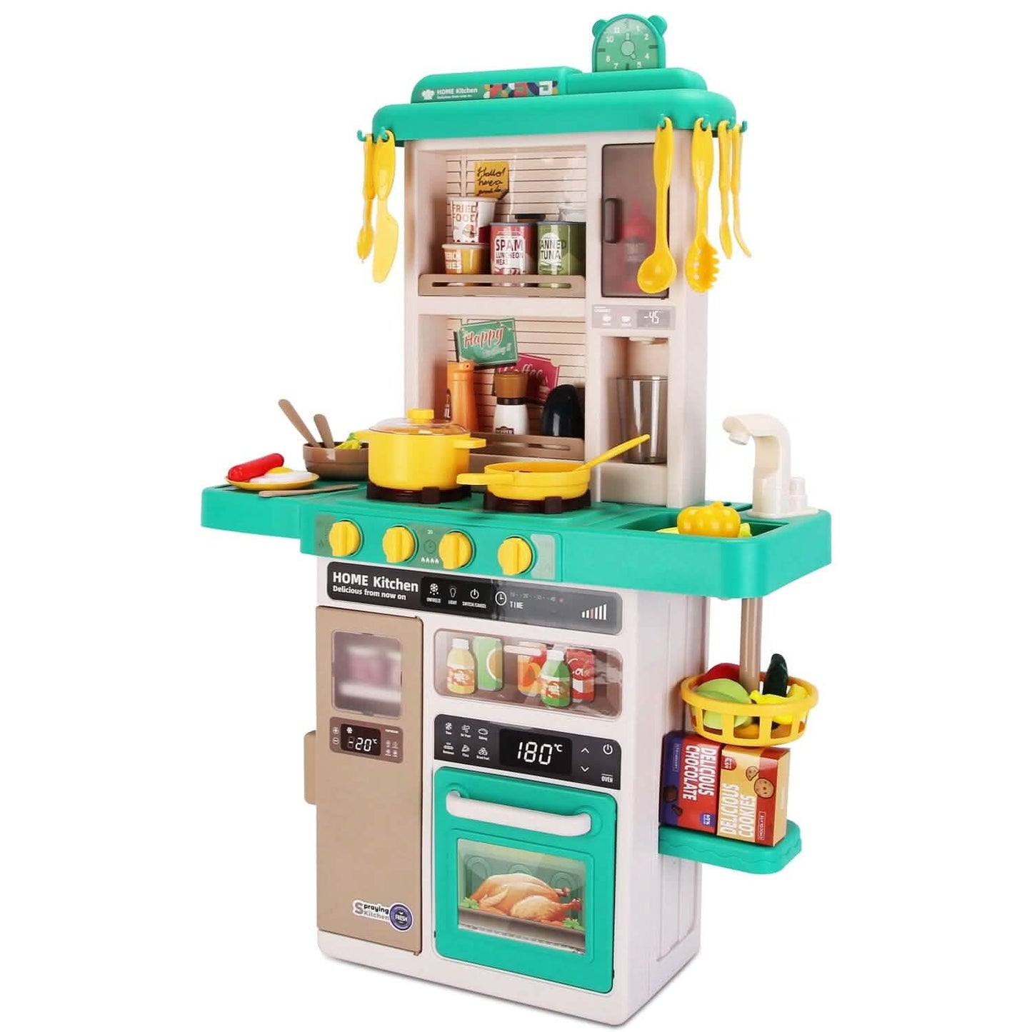 Kids Kitchen Play Set Interactive Pretend Kitchen Toys Cookware