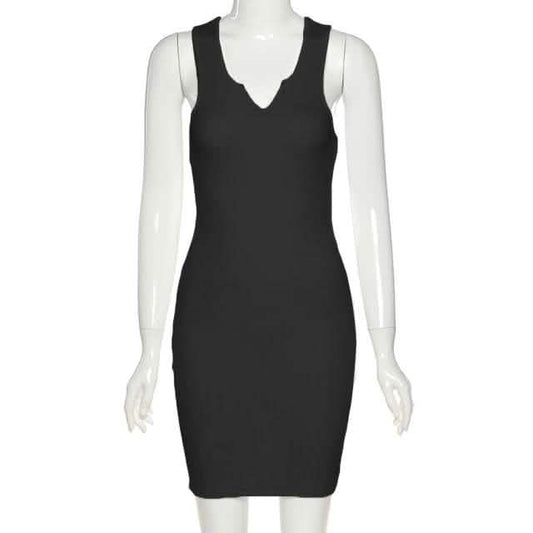 Kliou Cotton Sleeveless V-Neck Ladies Dress