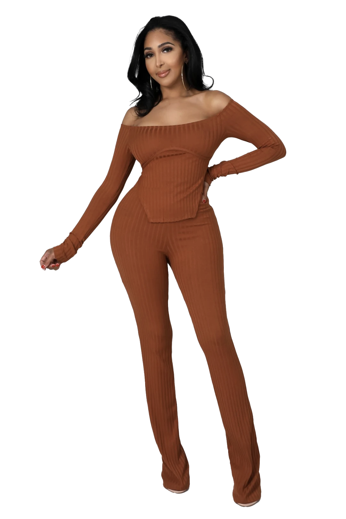 Conjunto de 2 piezas de top corto con hombros descubiertos {Ideal para chicas altas}