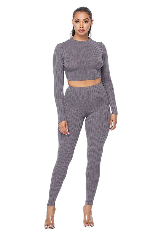 Conjunto de leggings cropped de punto