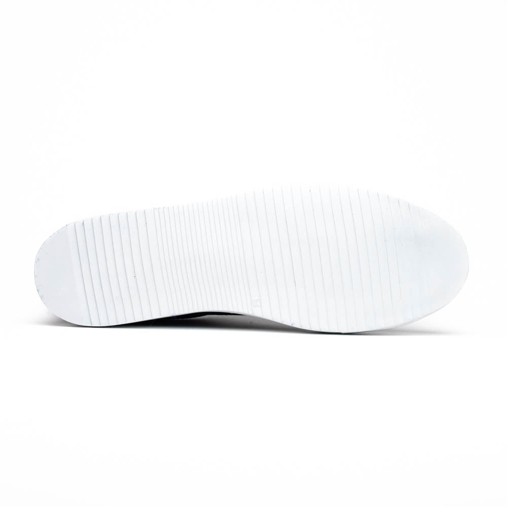 66-266-NVY Zapatillas de piel de cabra italiana con relieve de cocodrilo KOBE azul marino