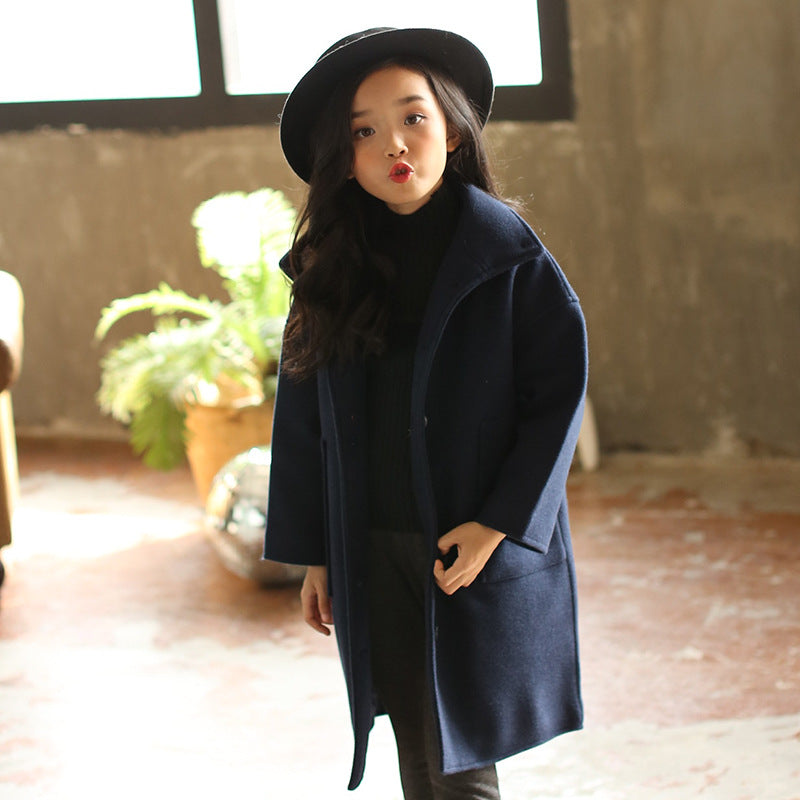 Korean Winter Mid-Length Children's Woolen Coat - # BAAA61110016 & GIAA21210038