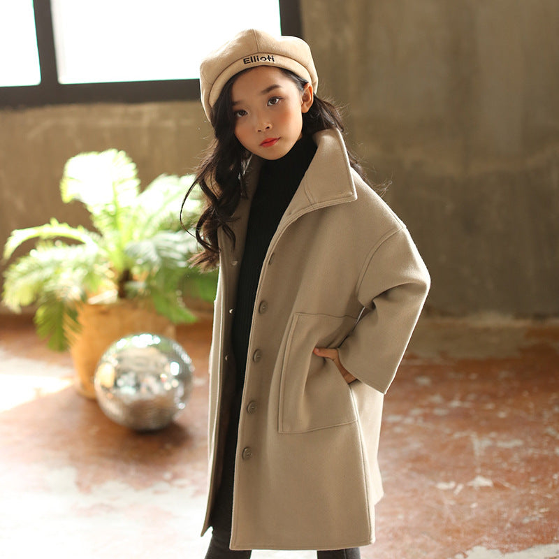 Korean Winter Mid-Length Children's Woolen Coat - # BAAA61110016 & GIAA21210038