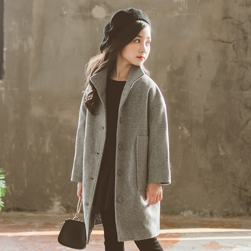 Korean Winter Mid-Length Children's Woolen Coat - # BAAA61110016 & GIAA21210038