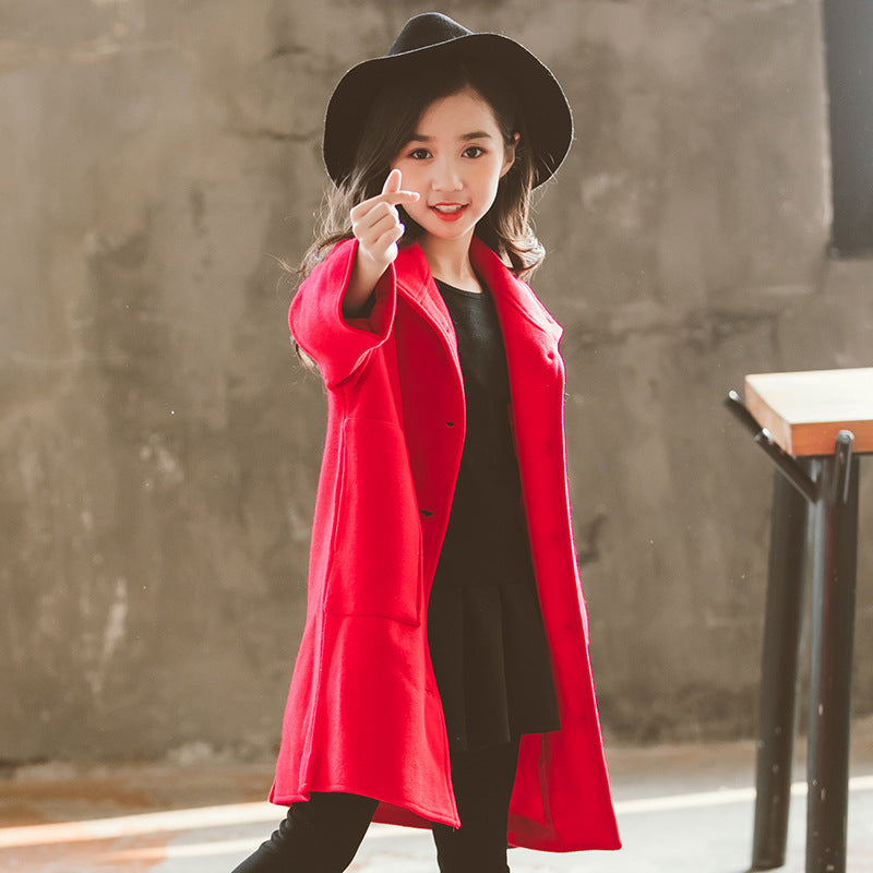 Korean Winter Mid-Length Children's Woolen Coat - # BAAA61110016 & GIAA21210038