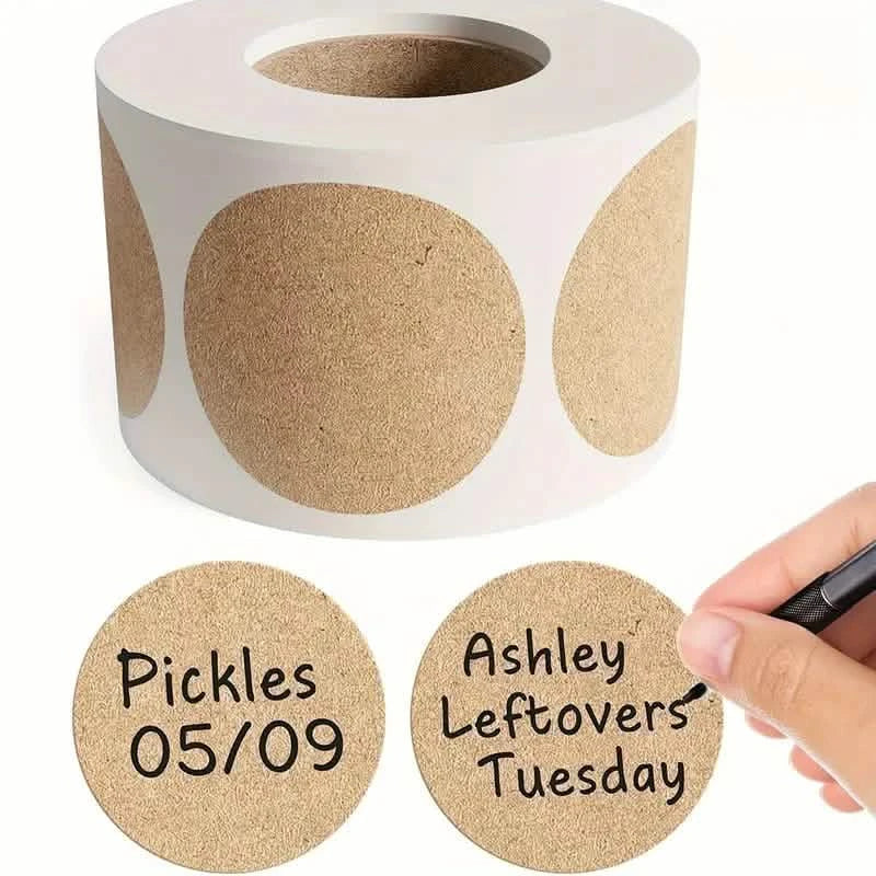 Kraft Paper Round Self-adhesive Label Paper Item Classification Name Stickers Personalized Labels