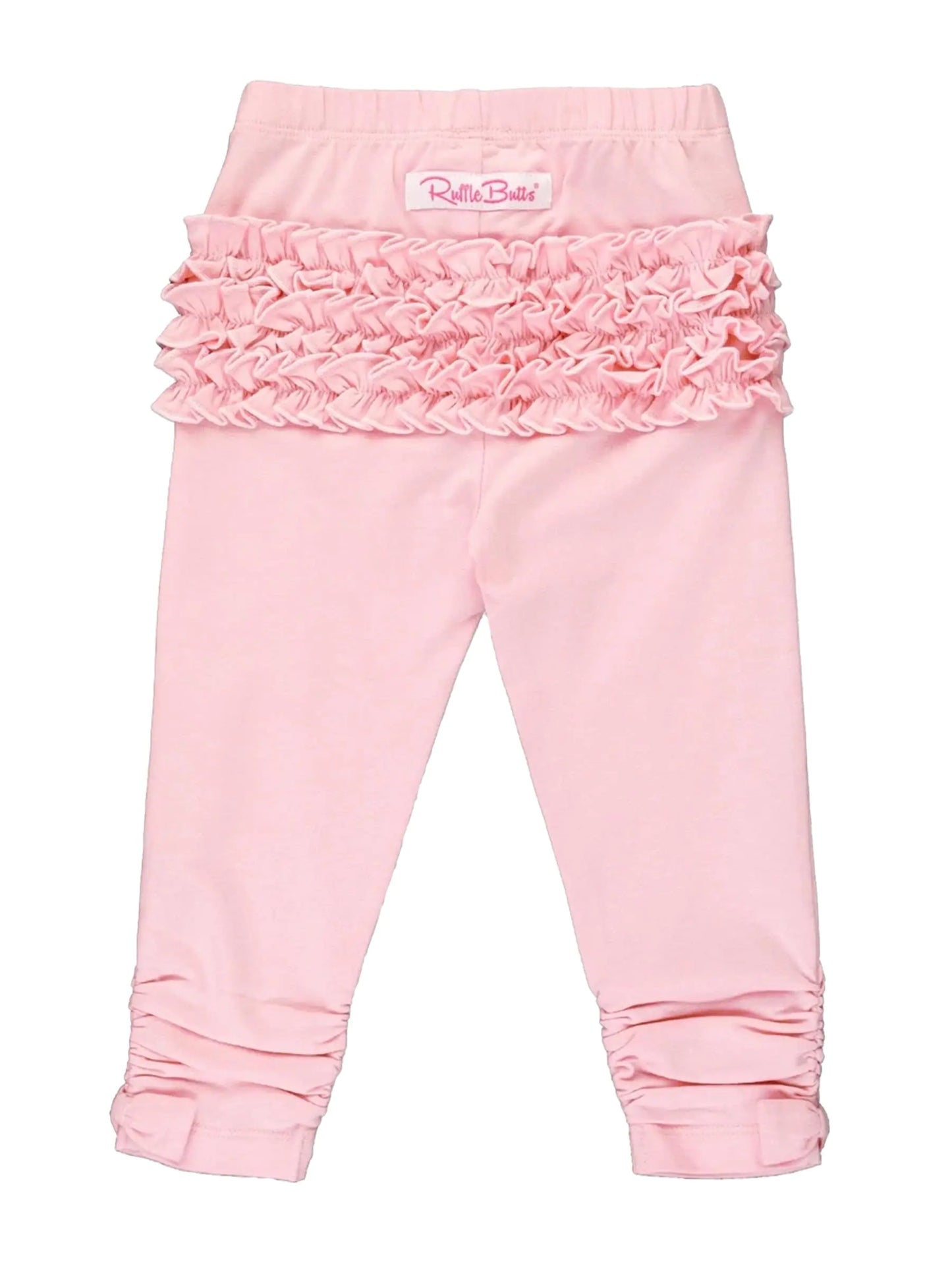 RuffleButts Pink Baby Ruched Bow Leggings - 3T - # GIAA21410016
