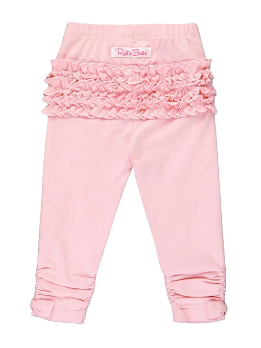 RuffleButts Pink Baby Ruched Bow Leggings - 3T - # GIAA21410016