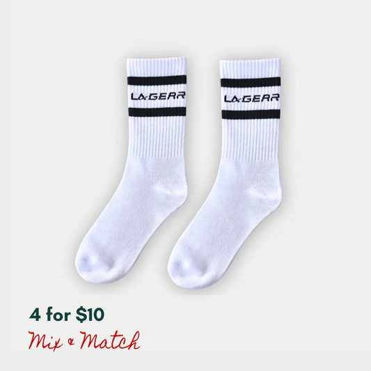 Calcetines atléticos clásicos a rayas LA Gear | Blancos