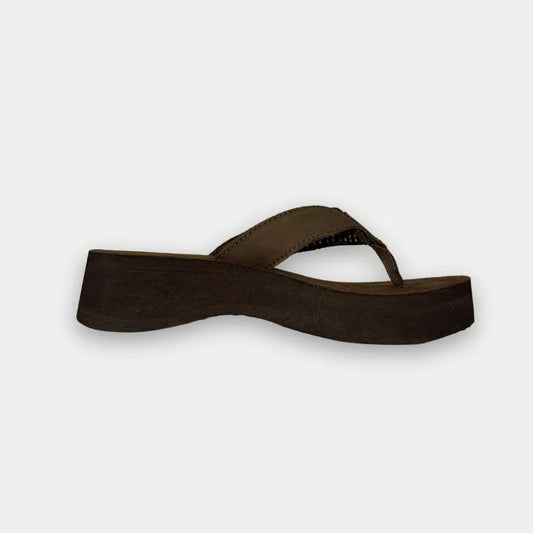 LA Gear Women’s Malibu Flip-Flop | Brown Wedge