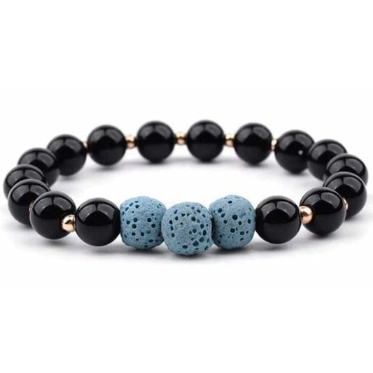 Lava Stone Bracelet - Black Light Blue