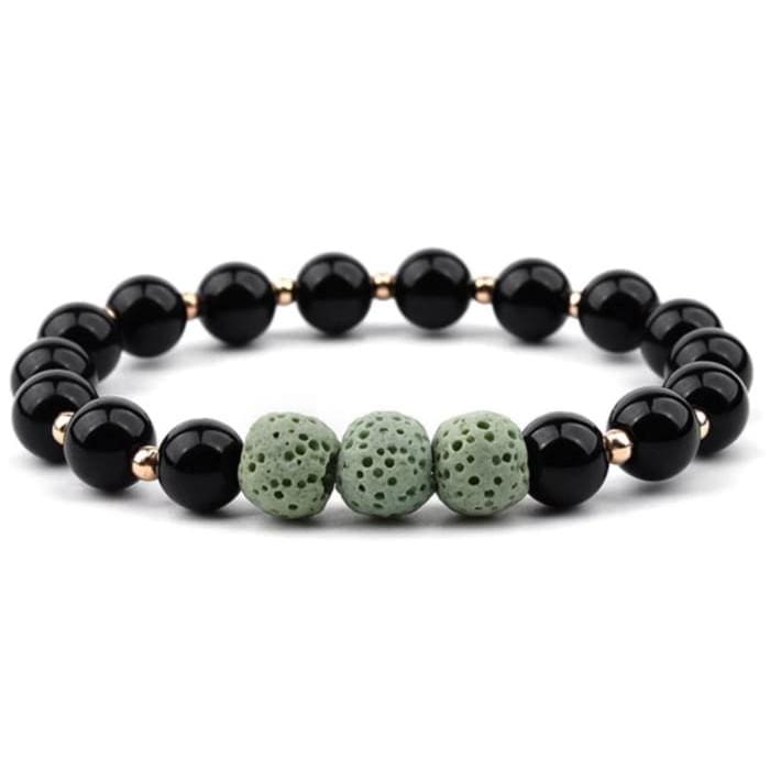 Lava Stone Bracelet - Black Light Green