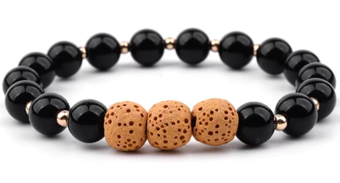 Lava Stone Bracelet - Black Yellow