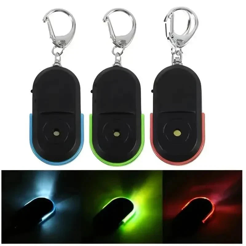 LED Whistle Key Finder Flashing Beeping Sound Control Alarm Anti-Lost Key Locator Finder Tracker With Key Ring