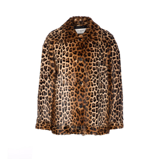 Saint Laurent Women Leopard Print Fur Jacket