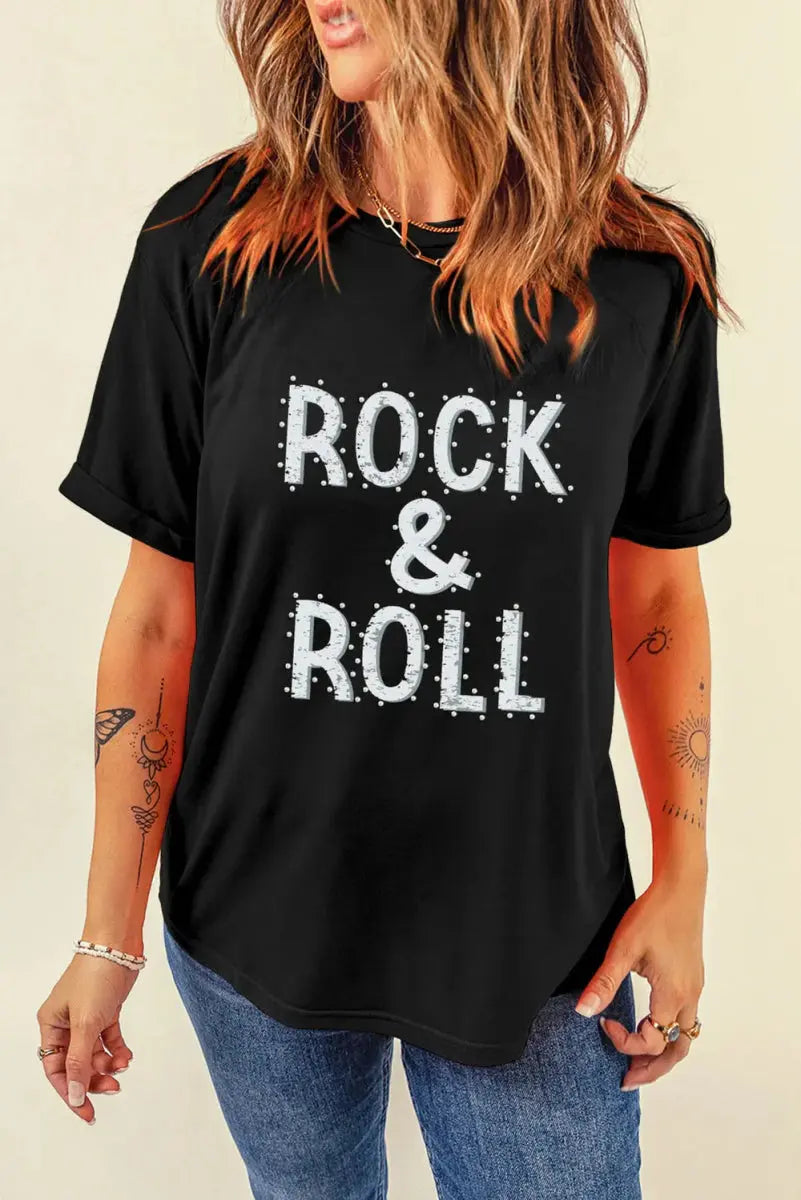 T-Shirts Trendsi Letter Graphic Tee Women's Casual Top Short Sleeve Trendy T-Shirt