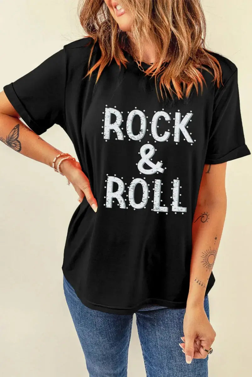 T-Shirts Trendsi Letter Graphic Tee Women's Casual Top Short Sleeve Trendy T-Shirt