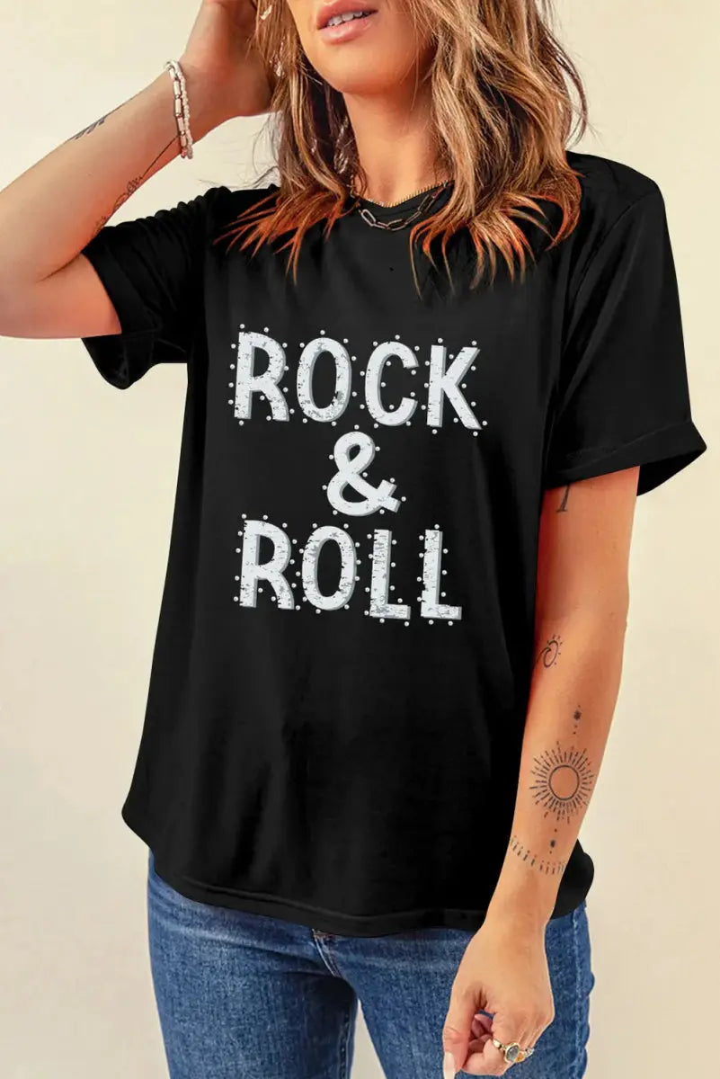 T-Shirts Trendsi Letter Graphic Tee Women's Casual Top Short Sleeve Trendy T-Shirt