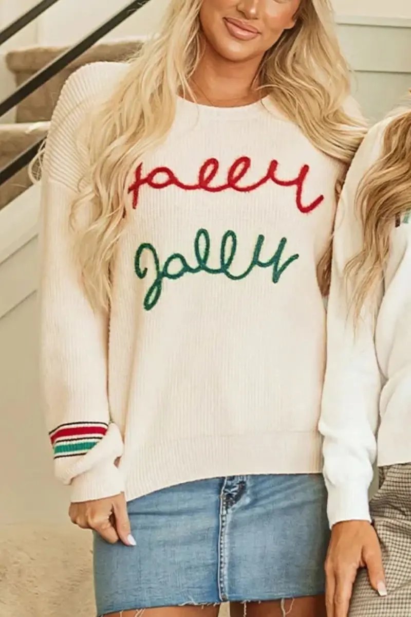 Sweaters Trendsi Letter Sweater Women's Casual Round Neck Long Sleeve Top Basic Style