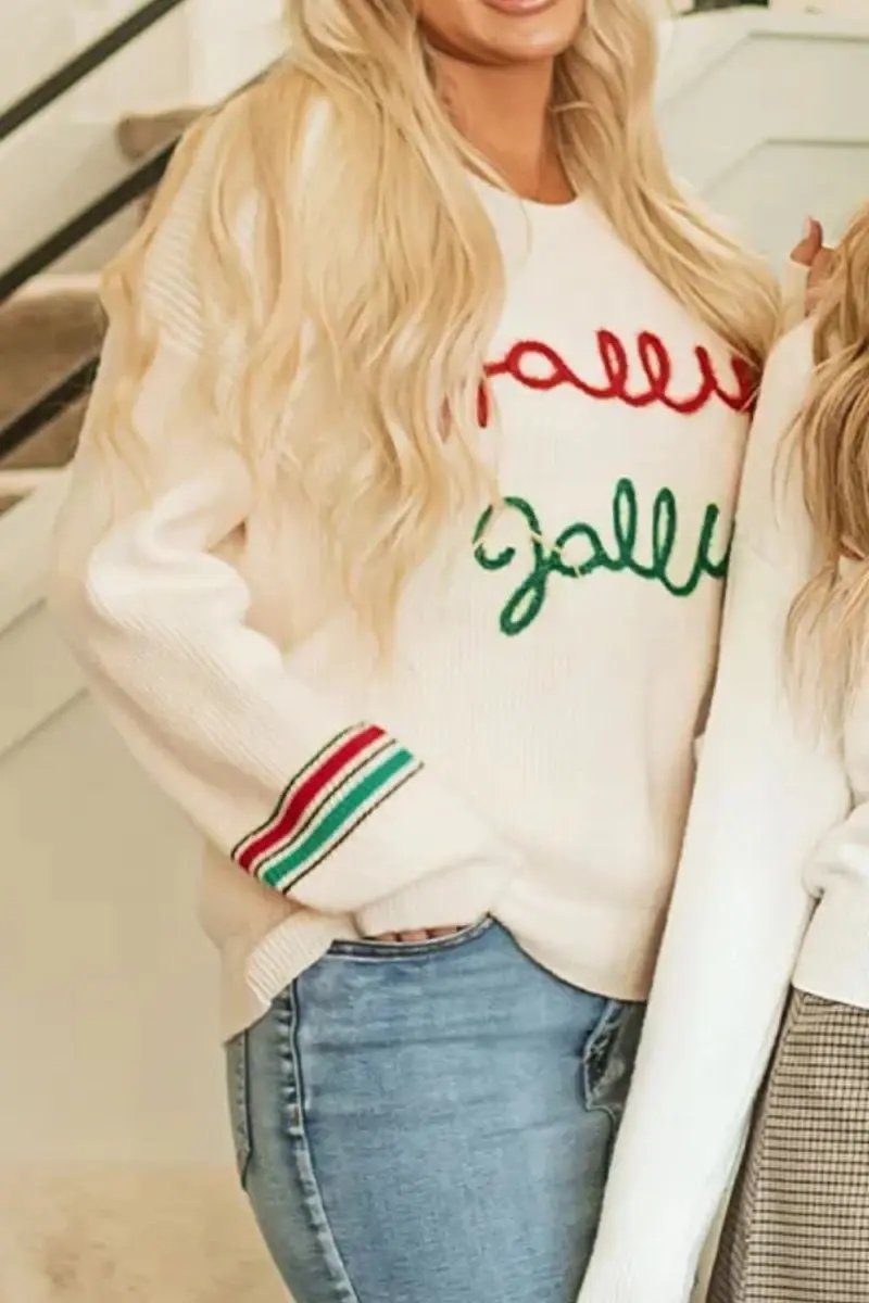 Sweaters Trendsi Letter Sweater Women's Casual Round Neck Long Sleeve Top Basic Style