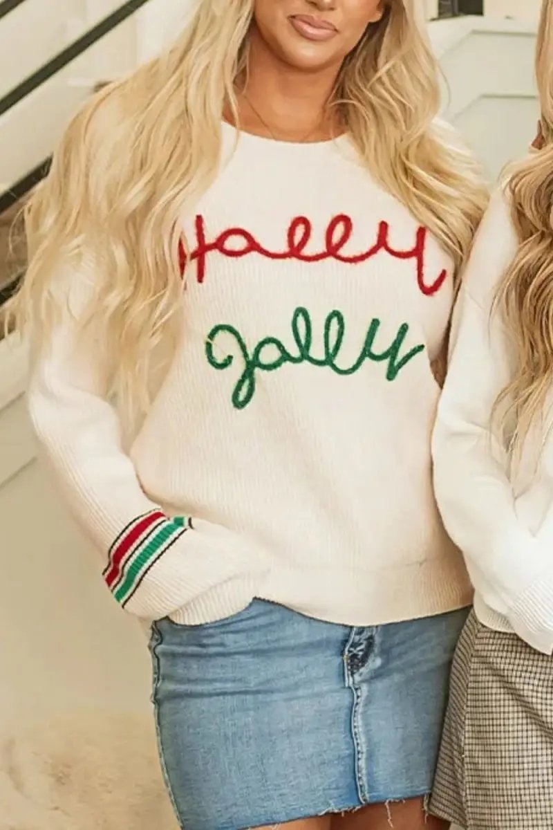 Sweaters Trendsi Letter Sweater Women's Casual Round Neck Long Sleeve Top Basic Style
