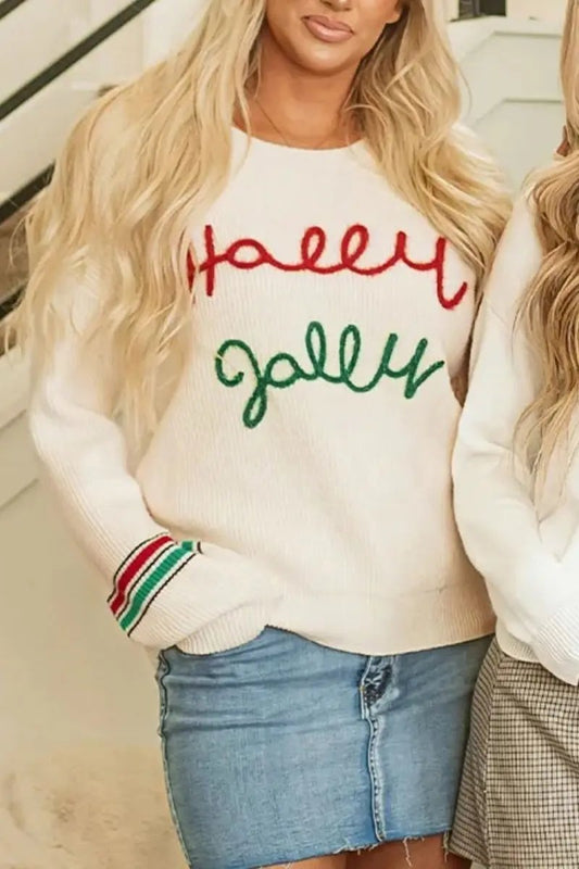 Sweaters Trendsi Letter Sweater Women's Casual Round Neck Long Sleeve Top Basic Style