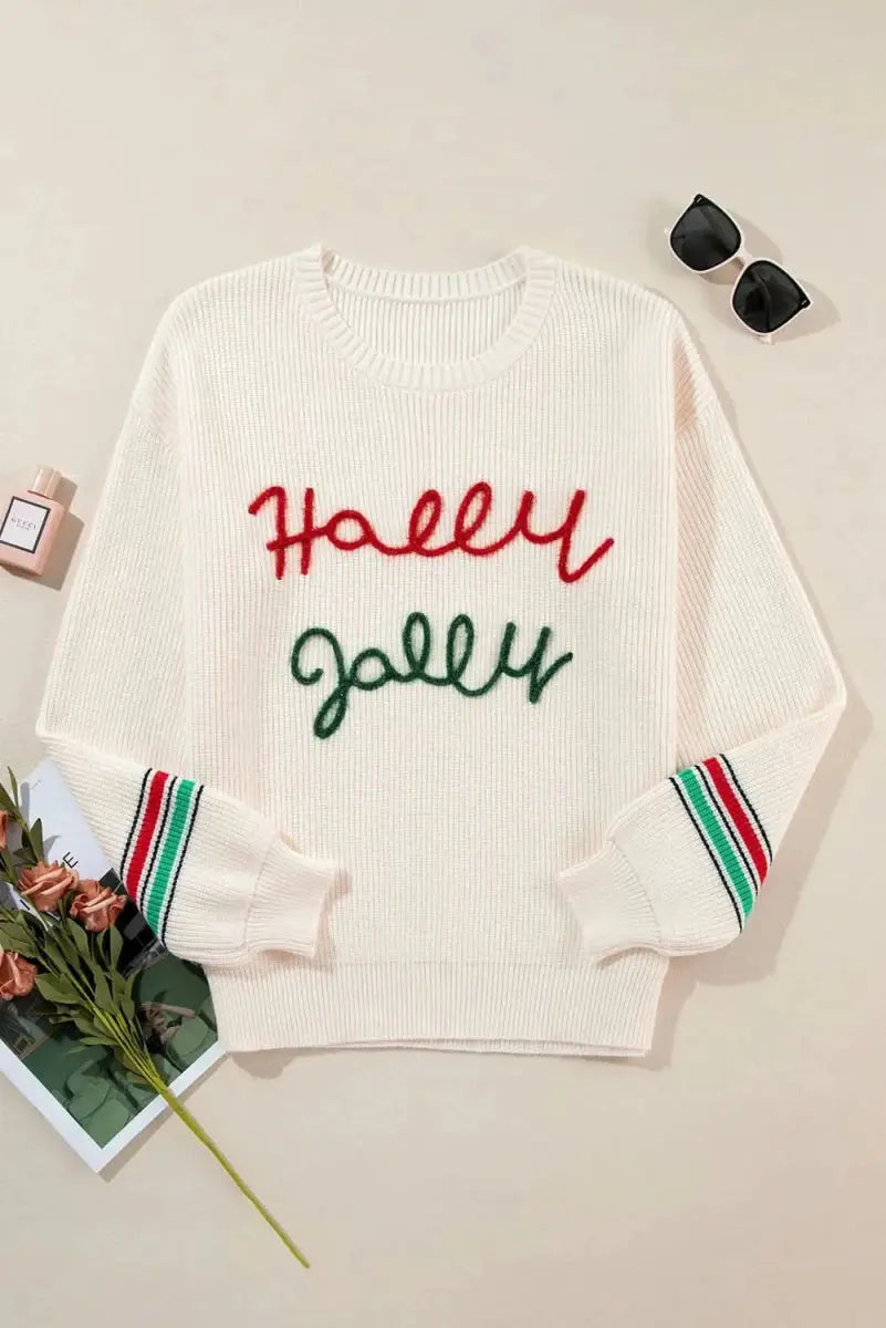 Sweaters Trendsi Letter Sweater Women's Casual Round Neck Long Sleeve Top Basic Style