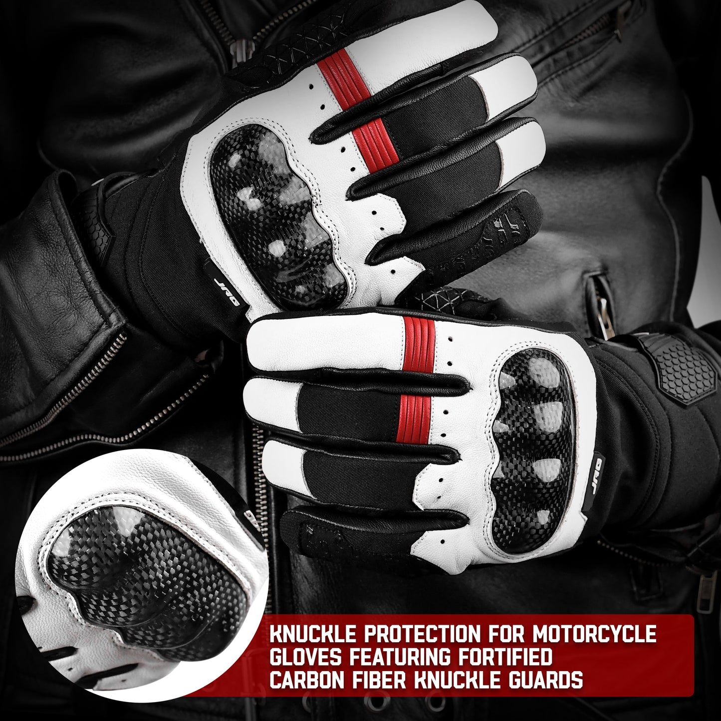 Guantes de moto de cuero Carbon X - Protección para nudillos