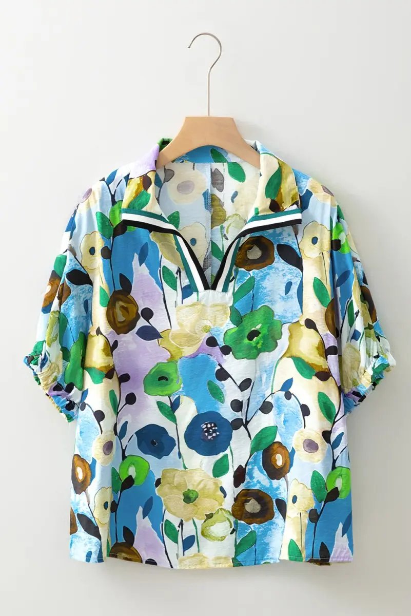 Accessories Love Salve Blue Floral Women's Top Daily Southern Belle Blouse Cute, Summer Ready