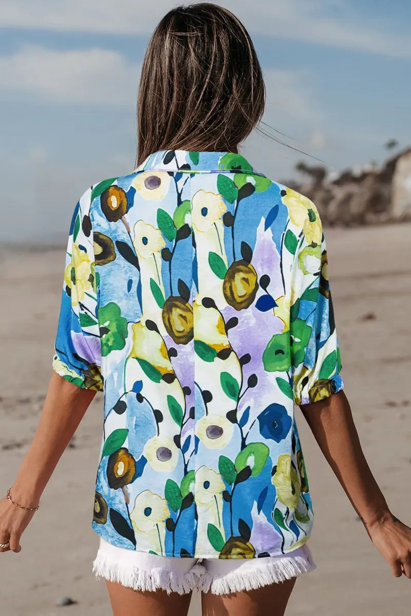 Accessories Love Salve Blue Floral Women's Top Daily Southern Belle Blouse Cute, Summer Ready